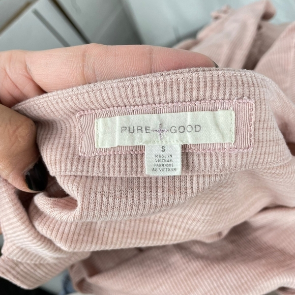 Anthropologie Pure + Good Ribbed Cowl Neck Long Sleeve Mini Dress - Picture 7 of 10